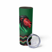 Kenya Cricket Custom Skinny Tumbler Green Lion Head with Kenyan Pattern - Wonder Print Shop