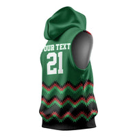 Kenya Cricket Custom Sleeveless Hoodie Green Lion Head with Kenyan Pattern - Wonder Print Shop