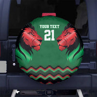 Kenya Cricket Custom Spare Tire Cover Green Lion Head with Kenyan Pattern - Wonder Print Shop