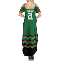Kenya Cricket Custom Summer Maxi Dress Green Lion Head with Kenyan Pattern - Wonder Print Shop
