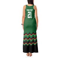Kenya Cricket Custom Tank Maxi Dress Green Lion Head with Kenyan Pattern - Wonder Print Shop