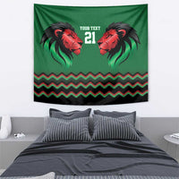 Kenya Cricket Custom Tapestry Green Lion Head with Kenyan Pattern - Wonder Print Shop