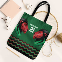 Kenya Cricket Custom Tote Bag Green Lion Head with Kenyan Pattern - Wonder Print Shop