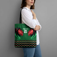 Kenya Cricket Custom Tote Bag Green Lion Head with Kenyan Pattern - Wonder Print Shop