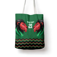 Kenya Cricket Custom Tote Bag Green Lion Head with Kenyan Pattern - Wonder Print Shop