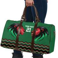 Kenya Cricket Custom Travel Bag Green Lion Head with Kenyan Pattern - Wonder Print Shop