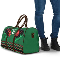 Kenya Cricket Custom Travel Bag Green Lion Head with Kenyan Pattern - Wonder Print Shop