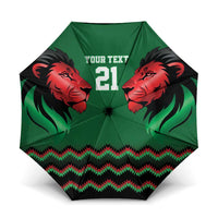 Kenya Cricket Custom Umbrella Green Lion Head with Kenyan Pattern - Wonder Print Shop