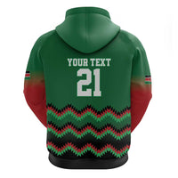 Kenya Cricket Custom Zip Hoodie Green Lion Head with Kenyan Pattern - Wonder Print Shop