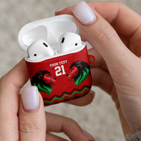 Kenya Cricket Custom AirPods Case Red Lion Head with Kenyan Pattern - Wonder Print Shop