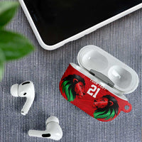 Kenya Cricket Custom AirPods Case Red Lion Head with Kenyan Pattern - Wonder Print Shop