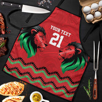 Kenya Cricket Custom Apron Red Lion Head with Kenyan Pattern - Wonder Print Shop