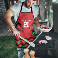 Kenya Cricket Custom Apron Red Lion Head with Kenyan Pattern - Wonder Print Shop