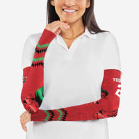 Kenya Cricket Custom Arm Sleeves Red Lion Head with Kenyan Pattern - Wonder Print Shop