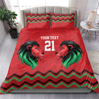 Kenya Cricket Custom Bedding Set Red Lion Head with Kenyan Pattern - Wonder Print Shop