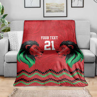 Kenya Cricket Custom Blanket Red Lion Head with Kenyan Pattern - Wonder Print Shop