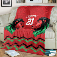 Kenya Cricket Custom Blanket Red Lion Head with Kenyan Pattern - Wonder Print Shop