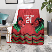 Kenya Cricket Custom Blanket Red Lion Head with Kenyan Pattern - Wonder Print Shop