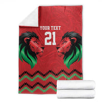 Kenya Cricket Custom Blanket Red Lion Head with Kenyan Pattern - Wonder Print Shop