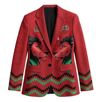Kenya Cricket Custom Blazer Red Lion Head with Kenyan Pattern - Wonder Print Shop
