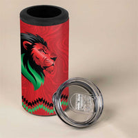 Kenya Cricket Custom 4 in 1 Can Cooler Tumbler Red Lion Head with Kenyan Pattern - Wonder Print Shop
