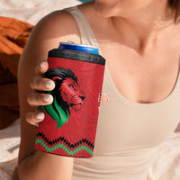 Kenya Cricket Custom 4 in 1 Can Cooler Tumbler Red Lion Head with Kenyan Pattern - Wonder Print Shop