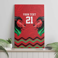 Kenya Cricket Custom Canvas Wall Art Red Lion Head with Kenyan Pattern - Wonder Print Shop