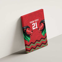 Kenya Cricket Custom Canvas Wall Art Red Lion Head with Kenyan Pattern - Wonder Print Shop