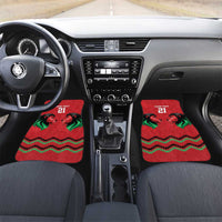 Kenya Cricket Custom Car Mats Red Lion Head with Kenyan Pattern - Wonder Print Shop
