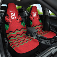 Kenya Cricket Custom Car Seat Cover Red Lion Head with Kenyan Pattern - Wonder Print Shop