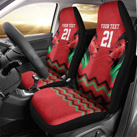 Kenya Cricket Custom Car Seat Cover Red Lion Head with Kenyan Pattern - Wonder Print Shop