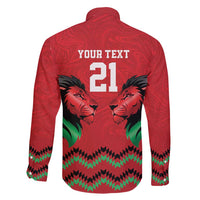 Kenya Cricket Custom Family Matching Mermaid Dress and Hawaiian Shirt Red Lion Head with Kenyan Pattern - Wonder Print Shop