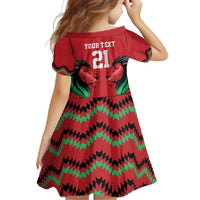 Kenya Cricket Custom Family Matching Summer Maxi Dress and Hawaiian Shirt Red Lion Head with Kenyan Pattern - Wonder Print Shop