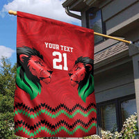 Kenya Cricket Custom Garden Flag Red Lion Head with Kenyan Pattern - Wonder Print Shop
