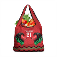 Kenya Cricket Custom Grocery Bag Red Lion Head with Kenyan Pattern - Wonder Print Shop