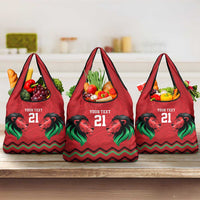 Kenya Cricket Custom Grocery Bag Red Lion Head with Kenyan Pattern - Wonder Print Shop
