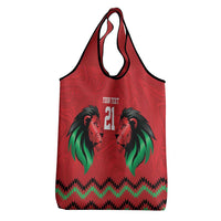 Kenya Cricket Custom Grocery Bag Red Lion Head with Kenyan Pattern - Wonder Print Shop