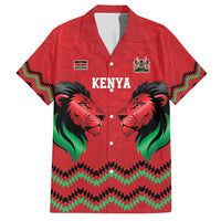 Kenya Cricket Custom Hawaiian Shirt Red Lion Head with Kenyan Pattern - Wonder Print Shop