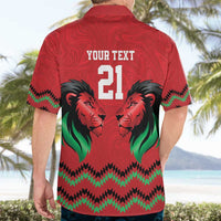 Kenya Cricket Custom Hawaiian Shirt Red Lion Head with Kenyan Pattern - Wonder Print Shop