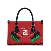 Kenya Cricket Custom Leather Bag Red Lion Head with Kenyan Pattern - Wonder Print Shop