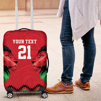 Kenya Cricket Custom Luggage Cover Red Lion Head with Kenyan Pattern - Wonder Print Shop