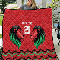 Kenya Cricket Custom Quilt Red Lion Head with Kenyan Pattern - Wonder Print Shop