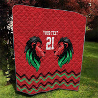 Kenya Cricket Custom Quilt Red Lion Head with Kenyan Pattern - Wonder Print Shop