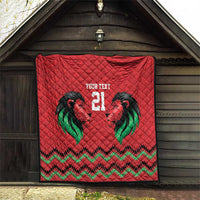 Kenya Cricket Custom Quilt Red Lion Head with Kenyan Pattern - Wonder Print Shop