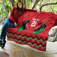 Kenya Cricket Custom Quilt Red Lion Head with Kenyan Pattern - Wonder Print Shop