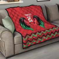 Kenya Cricket Custom Quilt Red Lion Head with Kenyan Pattern - Wonder Print Shop