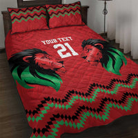 Kenya Cricket Custom Quilt Bed Set Red Lion Head with Kenyan Pattern - Wonder Print Shop