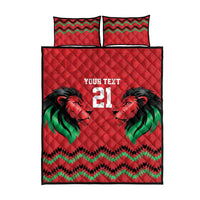 Kenya Cricket Custom Quilt Bed Set Red Lion Head with Kenyan Pattern - Wonder Print Shop