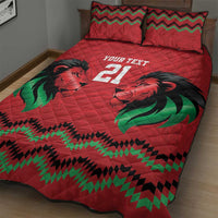 Kenya Cricket Custom Quilt Bed Set Red Lion Head with Kenyan Pattern - Wonder Print Shop