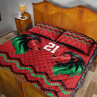 Kenya Cricket Custom Quilt Bed Set Red Lion Head with Kenyan Pattern - Wonder Print Shop